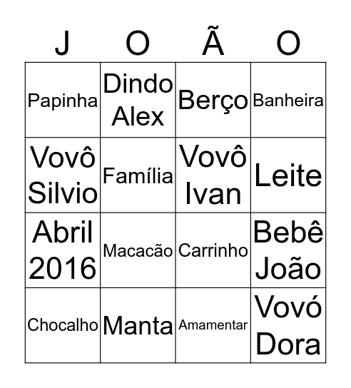 BABY BINGO  Bingo Card