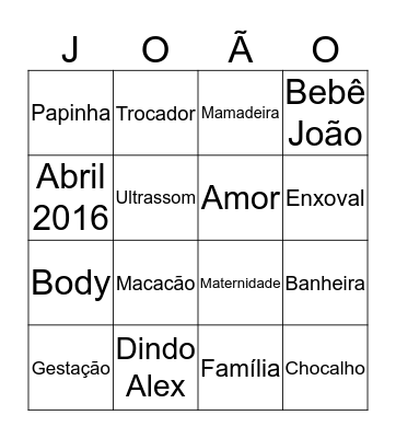 Baby Bingo Card