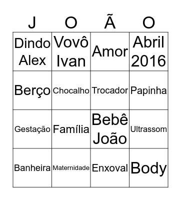 Baby Bingo Card