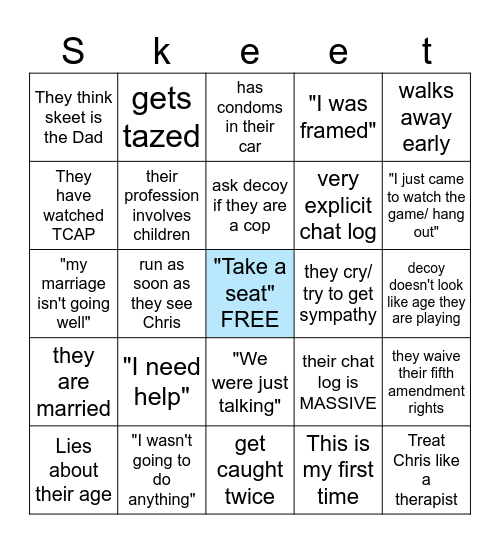 Skeet bingo Card