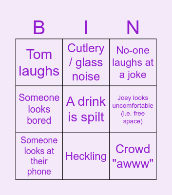 Wedding Speech Bingo Card