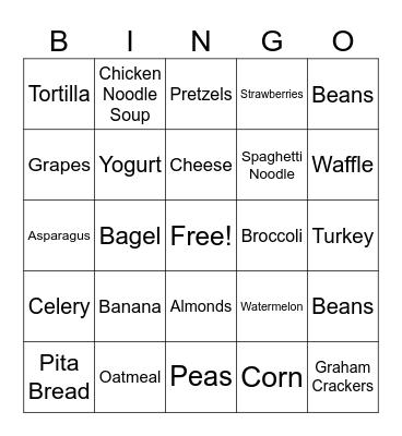MyPlate Bingo Card