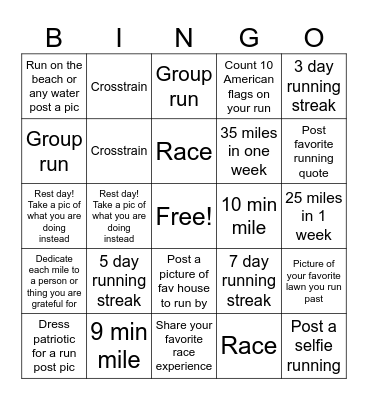 July Bingo Card