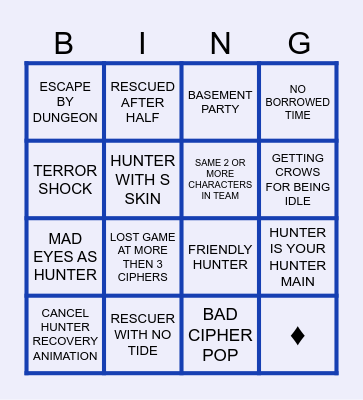 I D E N T I T Y  V Bingo Card