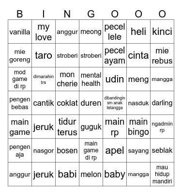 minseo Bingo Card