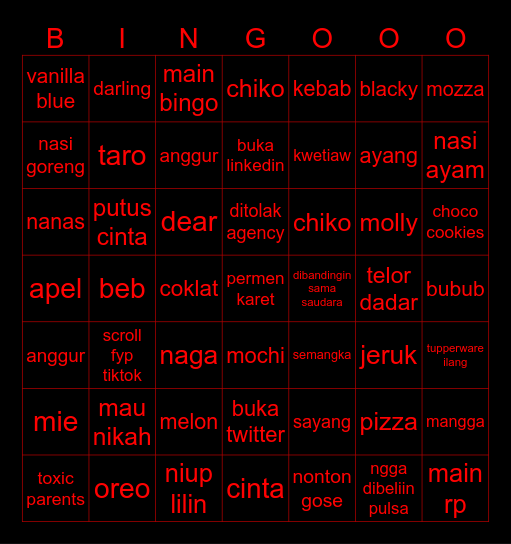 eskupsu's Bingo Card
