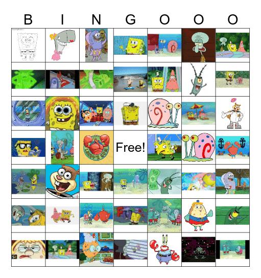 Spongebob Squarepants Bingo Card