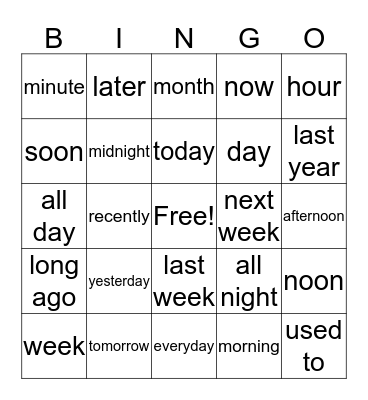 Time BINGO Card