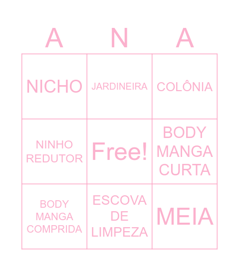 Charraiá da Ana Catarina Bingo Card