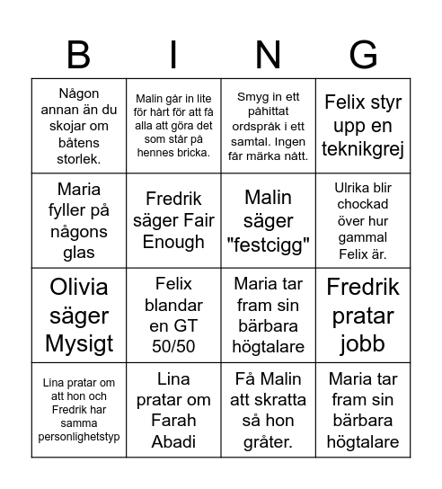 Jones Bingobricka Bingo Card