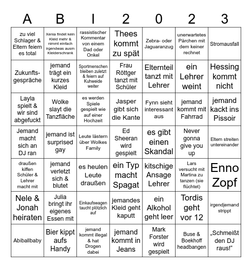 Abiballbingo Card