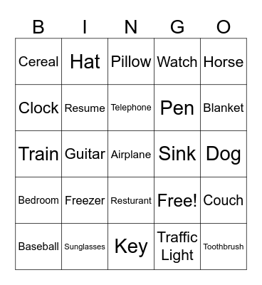 Object Bingo Card