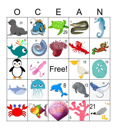 Under the sea Bingo Card
