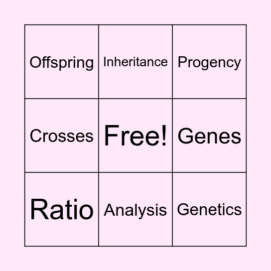 Pedigree Analysis Bingo Card