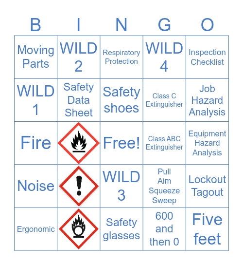 Play It Safe! Bingo Card