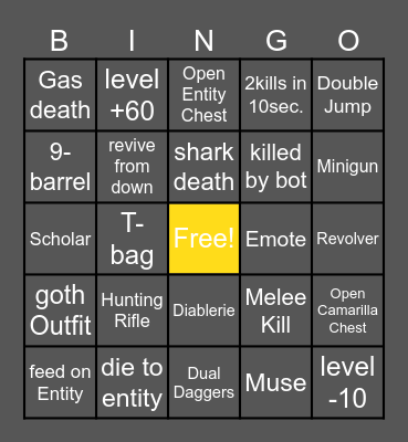 Bloodhunt bingo Card