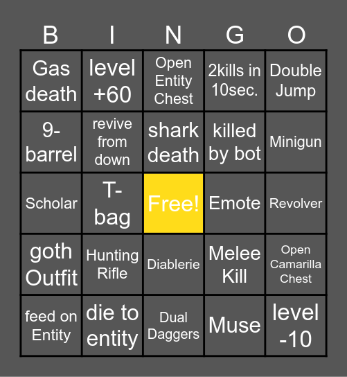 Bloodhunt bingo Card