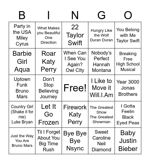 Stand Out! Favorites Bingo Card