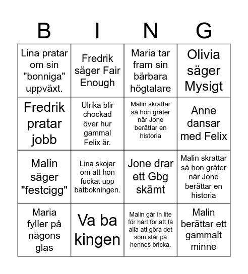 Felix Bingobricka Bingo Card