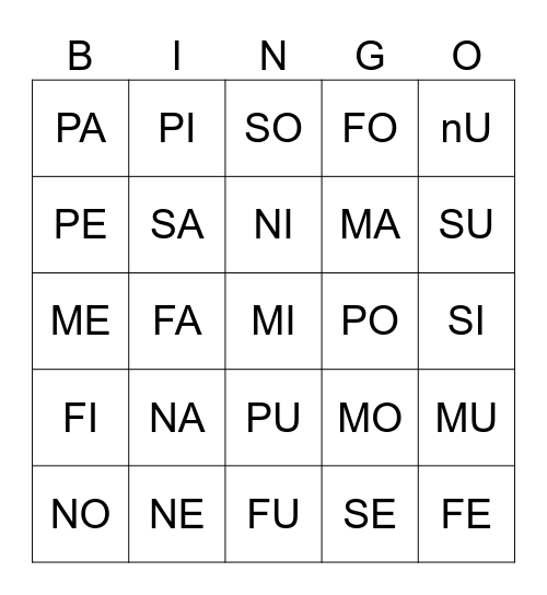 SILABAS Bingo Card