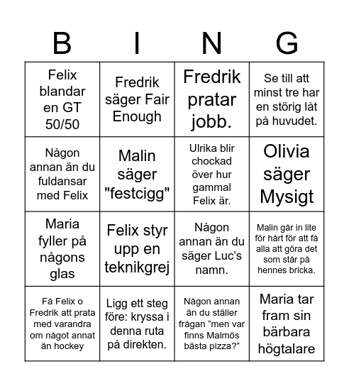 Annes Bingobricka Bingo Card