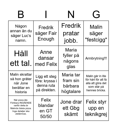 Olivias Bingobricka Bingo Card