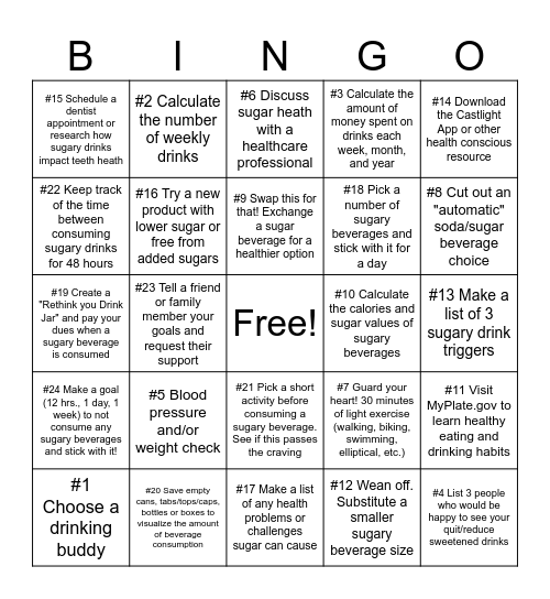 Rethink Your Drink! Bingo Card