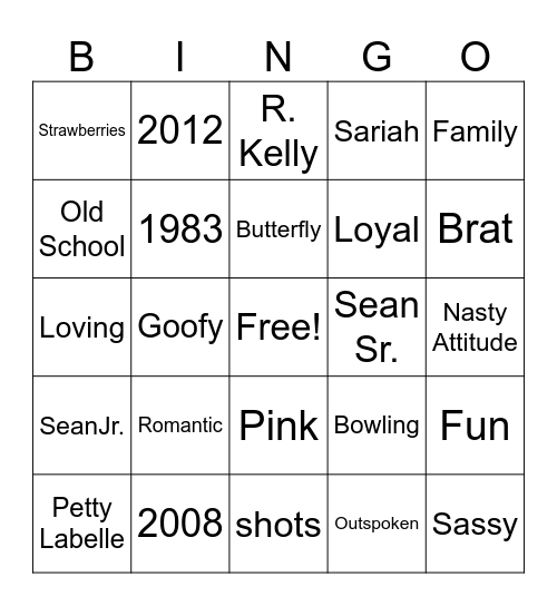 All About Michelle Bingo Card