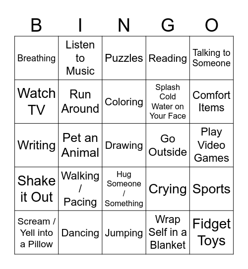 Coping Skills Bingo! Bingo Card