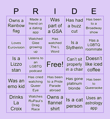Oncue Pride Happy Hour Welcome Bingo! Bingo Card