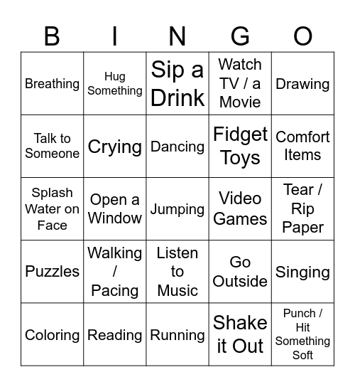 Coping Skills Bingo! Bingo Card