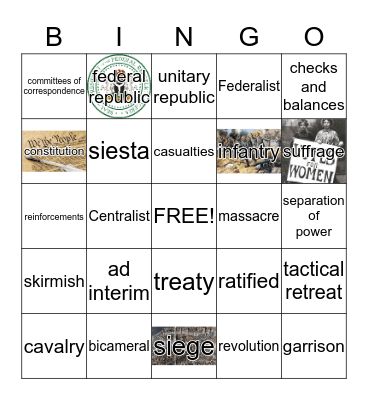 ERA PART 1-2 VOCAB Bingo Card