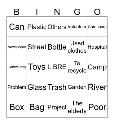 El reciclaje Bingo Card