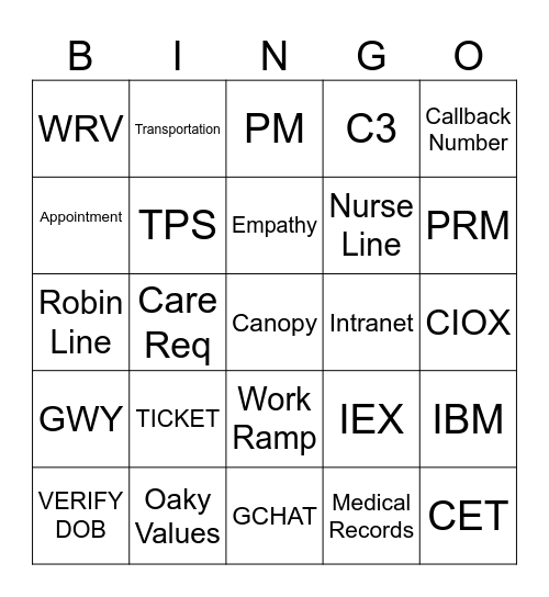 CCService BINGO Card