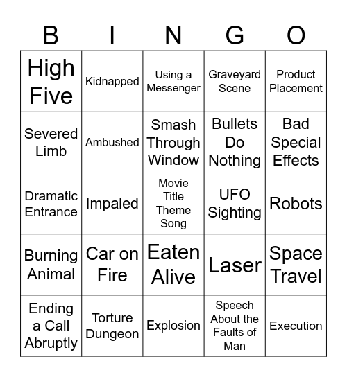 BINGOFLIX: Mars Attacks! (1996) Bingo Card