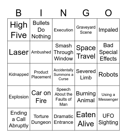 BINGOFLIX: Mars Attacks! (1996) Bingo Card