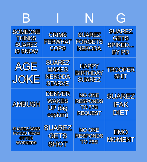 SUBATHON BINGO Card