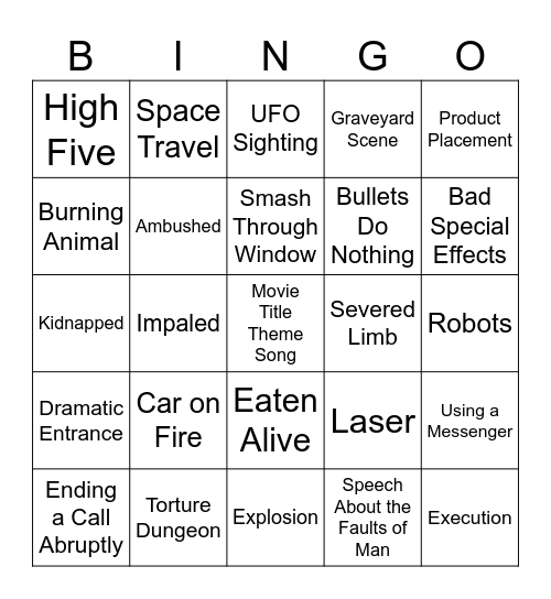 BINGOFLIX: Mars Attacks! (1996) Bingo Card