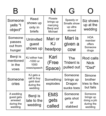 Kari Wedding Bingo Card