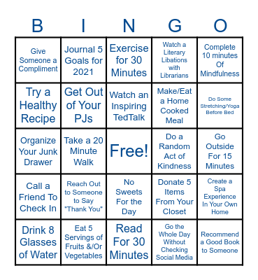 Wellness Bingo Card