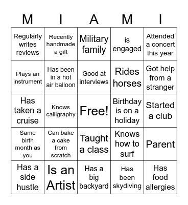 Find Someone Who... Bingo Card
