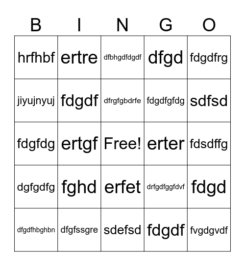 Test Bingo Card