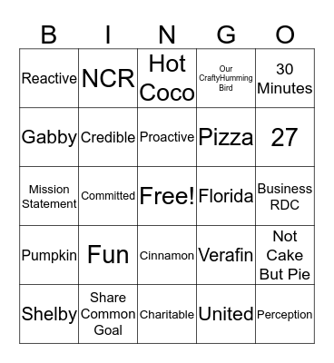 Operations Bingo Card