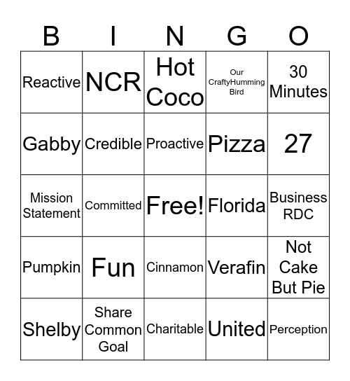 Operations Bingo Card
