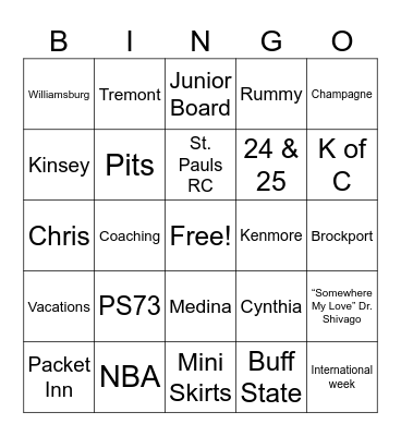 50TH Anniversary Bingo Card