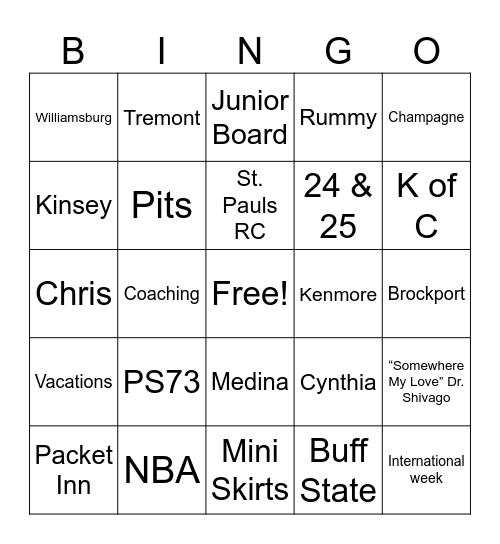 50TH Anniversary Bingo Card