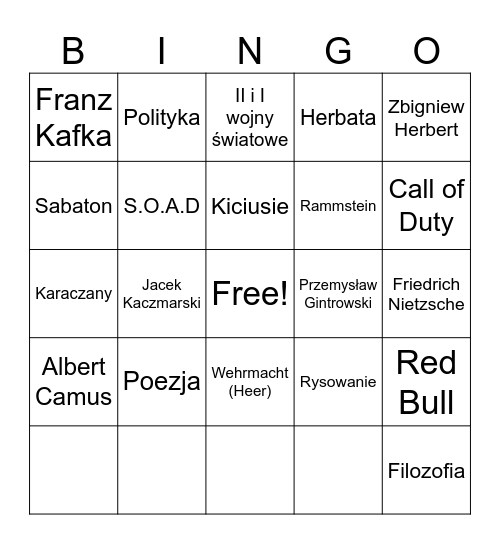 How many interests/likes do you share w/ Geri Bingo Card