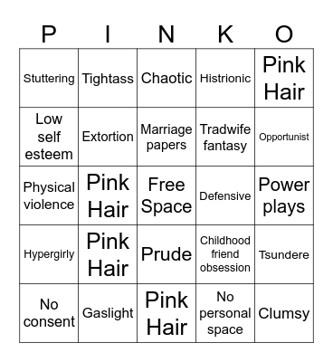 Pinko Bingo Card