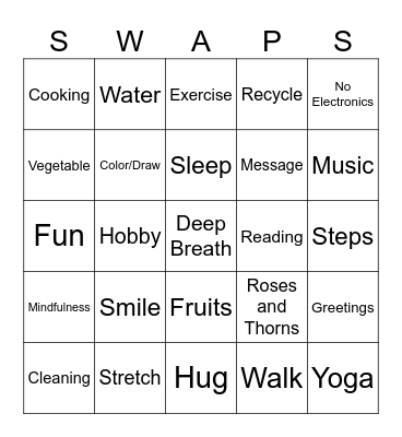 Wellness Week BINGO Card