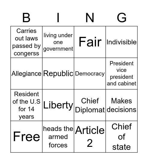 Article 2 Bingo Card